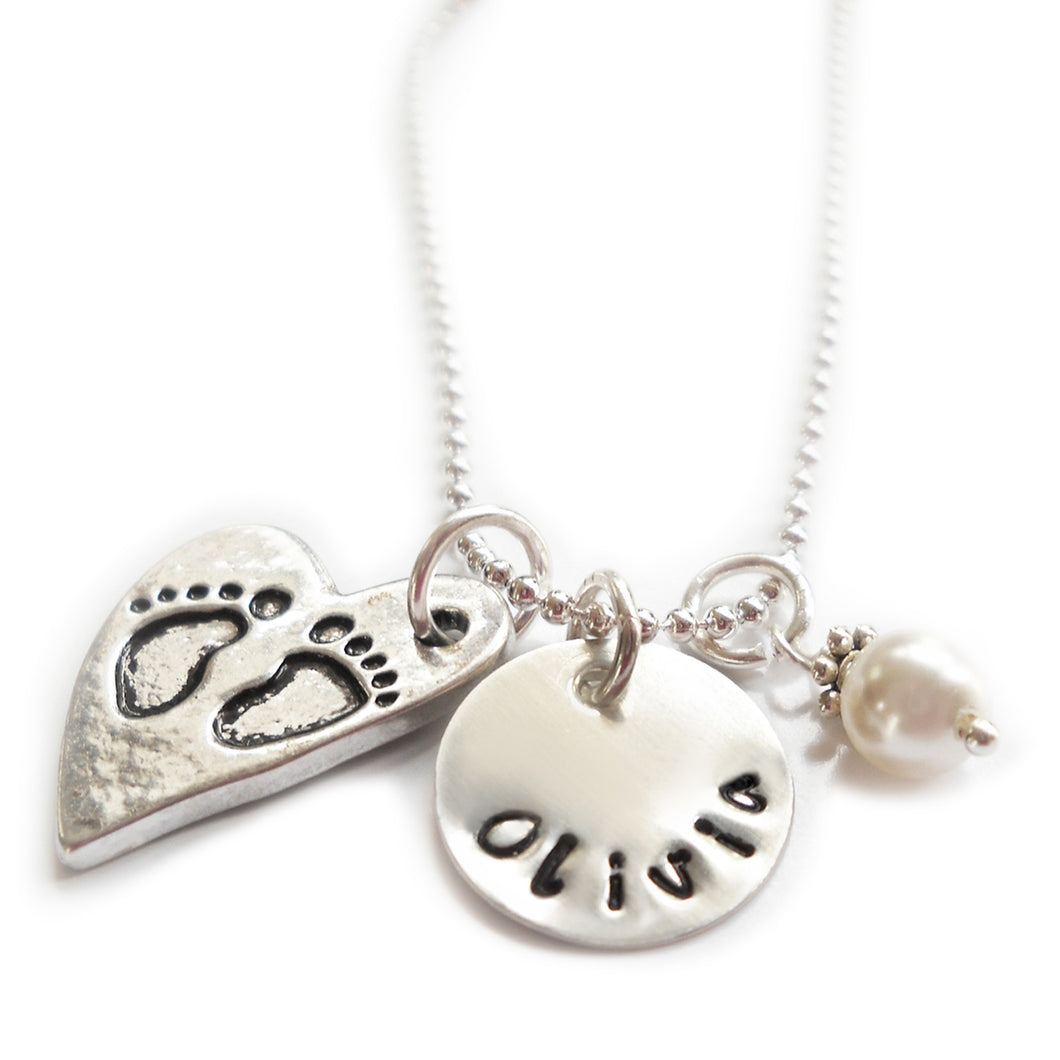 Personalized Charm Necklace with Name with Sterling Silver Name