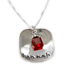 Load image into Gallery viewer, Cupped Rounded Square Name Sterling Silver Necklace
