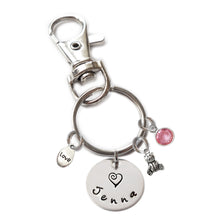 Load image into Gallery viewer, Personalized TEDDY BEAR Swivel Key Clasp with Sterling Silver Name
