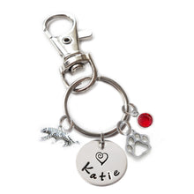 Load image into Gallery viewer, Personalized TIGER Swivel Key Clasp with Sterling Silver Name
