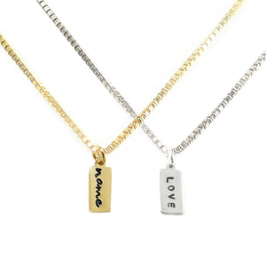Silver or Gold Mini Tag Necklace