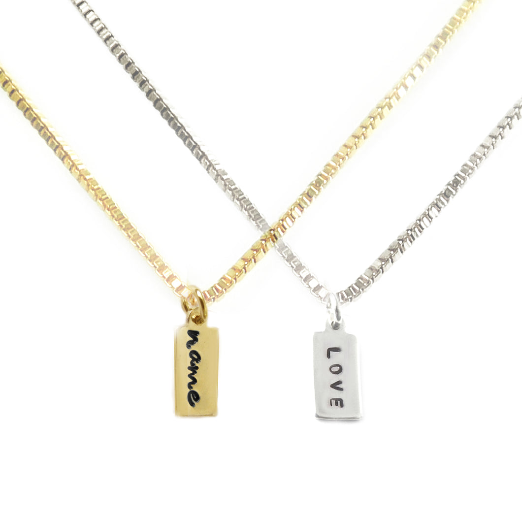 Silver or Gold Mini Tag Necklace
