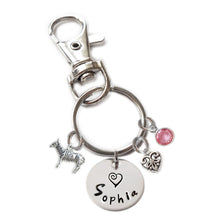 Load image into Gallery viewer, Personalized ZEBRA Swivel Key Clasp with Sterling Silver Name
